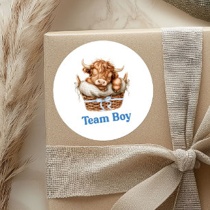 Redonda Pegatina Preppy Bull o Heifer Team Boy