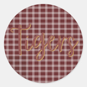 Redonda Pegatina Preppy Orgullo de Tigre