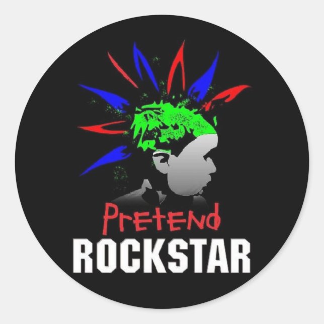 Redonda Pegatina Pretend Rockstar (Anverso)
