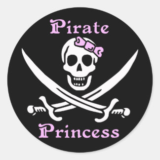 Redonda Pegatina Princesa Pirata - hoja de 20