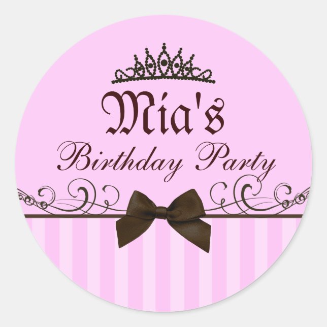 Redonda Pegatina Princesa Rosa (Anverso)