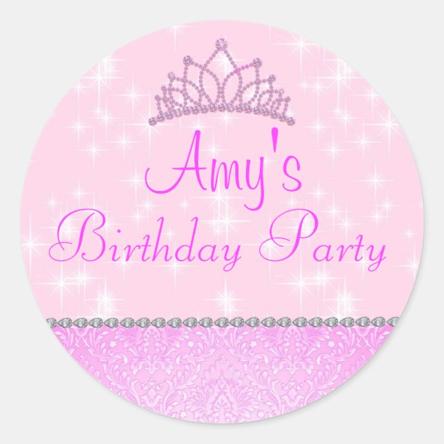 Redonda Pegatina Princesa Rosa (Anverso)