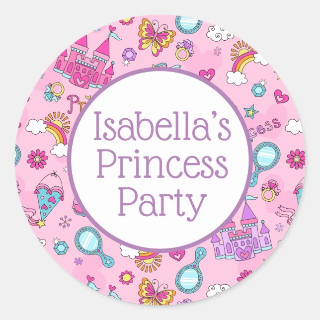 Redonda Pegatina Princesa Rosa, Glossy, Pequeña, 1½ pulgad (Anverso)