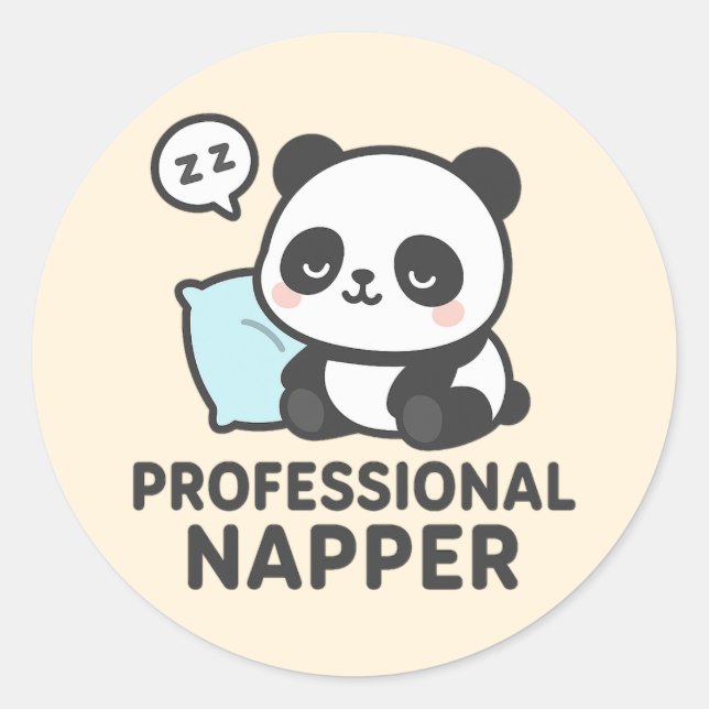 Redonda Pegatina profesional Napper Panda (Anverso)