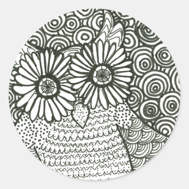 Redonda Pegatina Psychedelic Owl (Anverso)