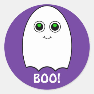 Redonda Pegatina Puffy Toon Ghost Boo Halloween