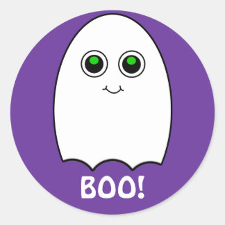 Redonda Pegatina Puffy Toon Ghost Boo Halloween