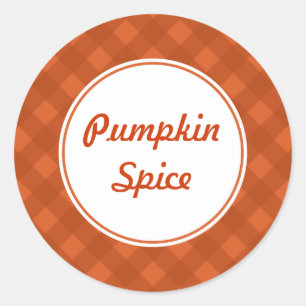 Redonda Pegatina Pumpkin Gingham