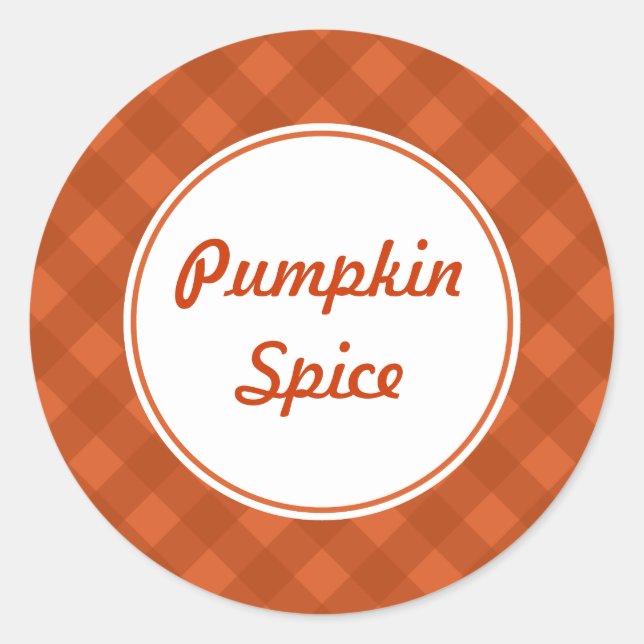 Redonda Pegatina Pumpkin Gingham (Anverso)