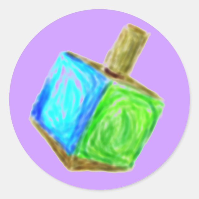 Redonda Pegatina Purple Dreidel (Anverso)