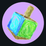 Redonda Pegatina Purple Dreidel<br><div class="desc">¡Estos son pegatinas divertidos para Hanukkah!</div>