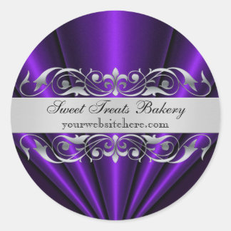 Redonda Pegatina Purple Elegant Fan Cupakes Baking Label