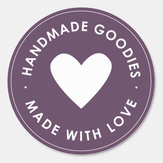 Redonda Pegatina Purple Handmade Goodies (Anverso)