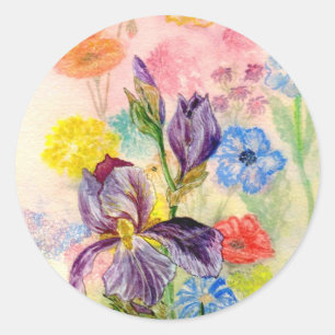 Redonda pegatina "Purple Iris"