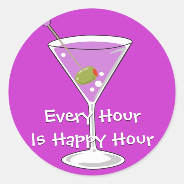 Redonda Pegatina Purple Martini (Anverso)