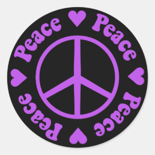 Redonda Pegatina Purple Peace & Love