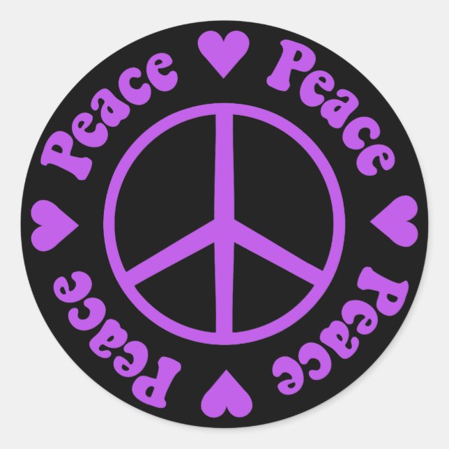Redonda Pegatina Purple Peace & Love (Anverso)