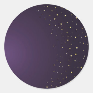 Redonda Pegatina púrpura de plantilla de estrellas mágicas