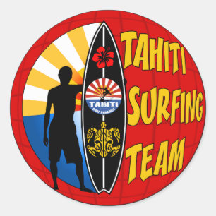 Redonda Pegatina que practica surf de Tahití