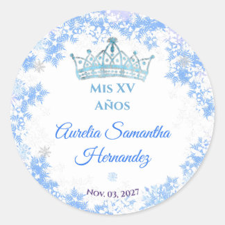Redonda Pegatina Quinceañera Winter Wonderland