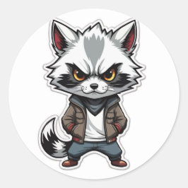 Redonda Pegatina Raccoon de Guay - Un Bandido con Actitud