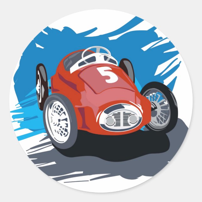 Redonda Pegatina Race Car (Anverso)