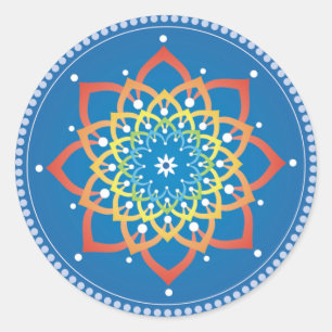 Redonda Pegatina Rainbow Lotus Mandala
