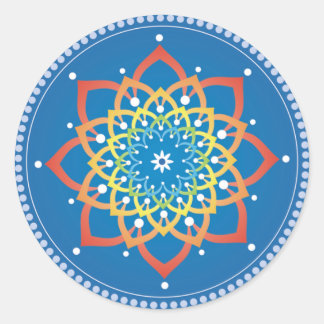 Redonda Pegatina Rainbow Lotus Mandala