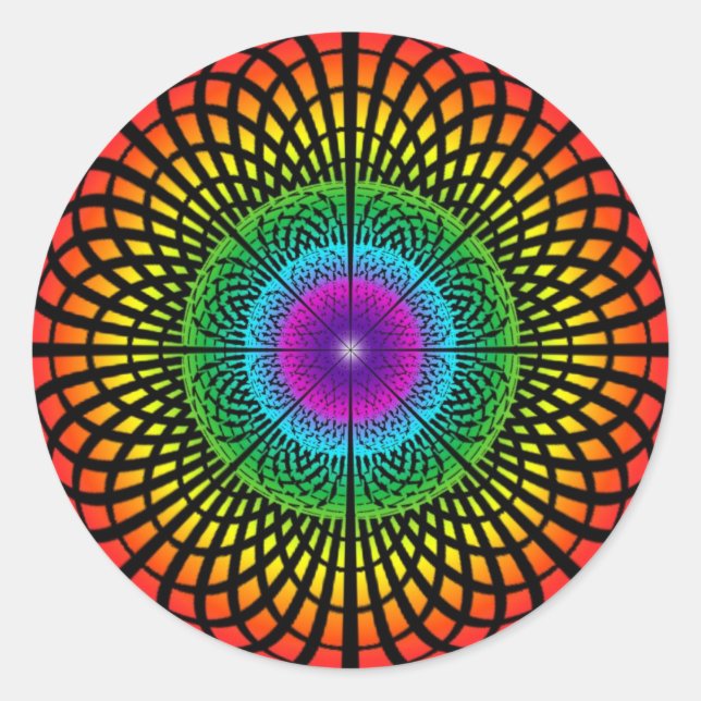 Redonda Pegatina Rainbow Mandala (Anverso)