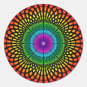 Redonda Pegatina Rainbow Mandala