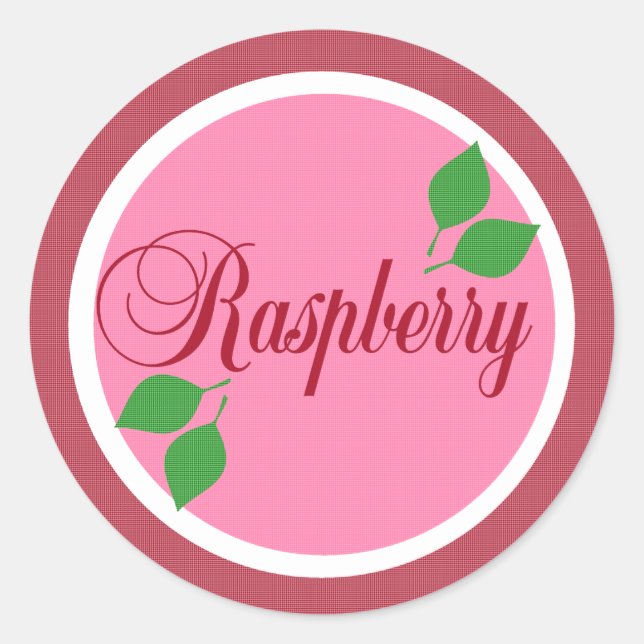 Redonda Pegatina Raspberry Fruit Label (Anverso)
