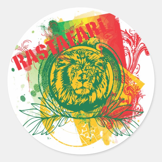 Redonda Pegatina Rastafari (Anverso)