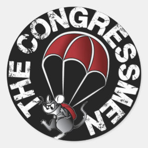 Redonda pegatina "Ratón paracaidista"