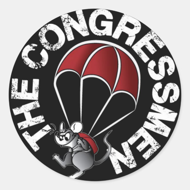 Redonda pegatina "Ratón paracaidista" (Anverso)