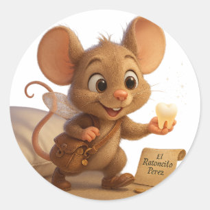 Redonda Pegatina Ratoncito Pérez – Regalo por tu Diente