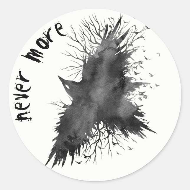 Redonda Pegatina Raven Halloween (Anverso)