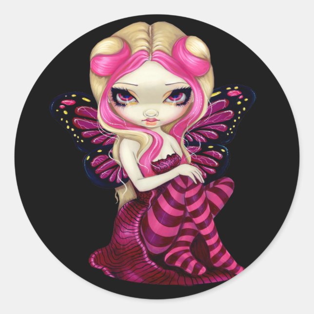 Redonda pegatina "Rayo rosa" (Anverso)