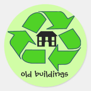 Redonda Pegatina - Reciclar edificios antiguos
