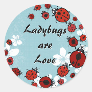 Redonda Pegatina Red Ladybugs