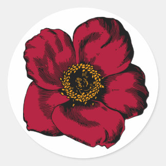 Redonda Pegatina Red Poppy