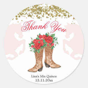 Redonda Pegatina Red Rose Mexican Mis Quince