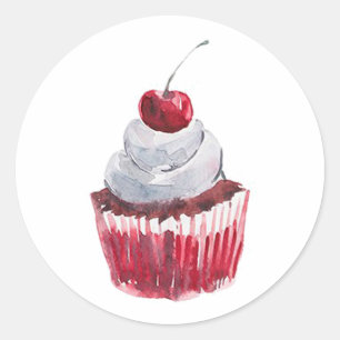 Redonda Pegatina redondeado clásico Cupcake