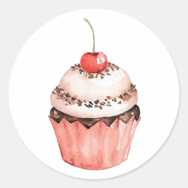 Redonda Pegatina redondeado clásico Cupcake (Anverso)