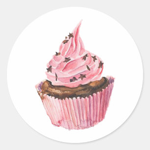 Redonda Pegatina redondeado clásico Cupcake