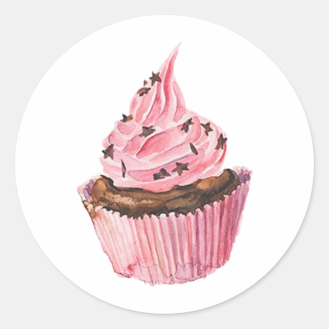 Redonda Pegatina redondeado clásico Cupcake (Anverso)