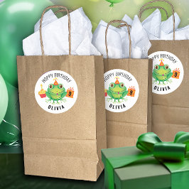 Redonda Pegatina redondeado clásico de cumpleaños de rana