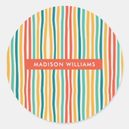 Redonda Pegatina redondeado clásico de líneas coloreadas