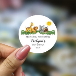 Redonda Pegatina redondeado clásico de Safari Animals Baby