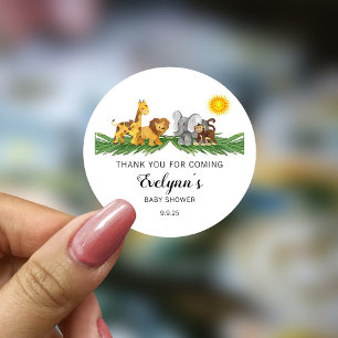 Redonda Pegatina redondeado clásico de Safari Animals Baby