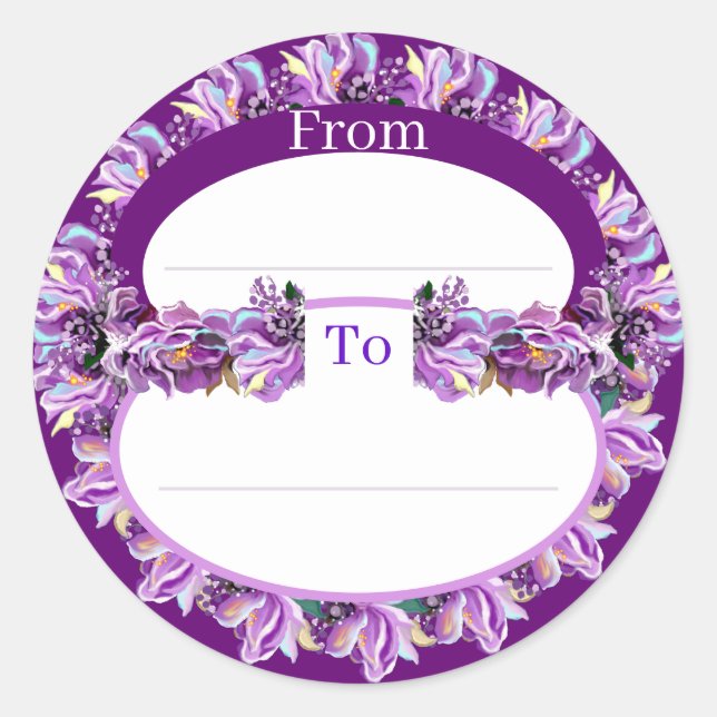 Redonda Pegatina redondeado clásico del alma púrpura (Anverso)